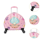 Maxbell Kids Luggage Compact Gift Cartoon Aluminum Handle Sturdy Hard Shell Suitcase Pink