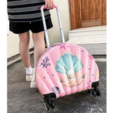 Maxbell Kids Luggage Compact Gift Cartoon Aluminum Handle Sturdy Hard Shell Suitcase Pink