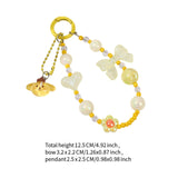 Maxbell Beaded Phone Charm with Metal Hook Pendant Cartoon Lovely for Women Wristlet Yellow