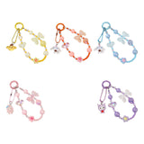 Maxbell Beaded Phone Charm with Metal Hook Pendant Cartoon Lovely for Women Wristlet Yellow