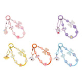 Maxbell Beaded Phone Charm with Metal Hook Pendant Cartoon Lovely for Women Wristlet Yellow