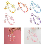 Maxbell Beaded Phone Charm with Metal Hook Pendant Cartoon Lovely for Women Wristlet Yellow
