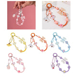 Maxbell Beaded Phone Charm with Metal Hook Pendant Cartoon Lovely for Women Wristlet Yellow