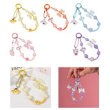 Maxbell Beaded Phone Charm with Metal Hook Pendant Cartoon Lovely for Women Wristlet Yellow