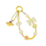 Maxbell Beaded Phone Charm with Metal Hook Pendant Cartoon Lovely for Women Wristlet Yellow