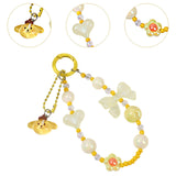 Maxbell Beaded Phone Charm with Metal Hook Pendant Cartoon Lovely for Women Wristlet Yellow