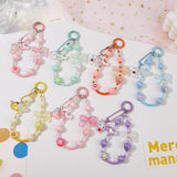 Maxbell Beaded Phone Charm with Metal Hook Pendant Cartoon Lovely for Women Wristlet Yellow