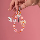 Maxbell Beaded Phone Charm with Metal Hook Pendant Cartoon Lovely for Women Wristlet Orange