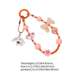 Maxbell Beaded Phone Charm with Metal Hook Pendant Cartoon Lovely for Women Wristlet Orange