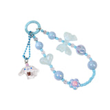 Maxbell Beaded Phone Charm with Metal Hook Pendant Cartoon Lovely for Women Wristlet Blue