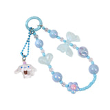 Maxbell Beaded Phone Charm with Metal Hook Pendant Cartoon Lovely for Women Wristlet Blue