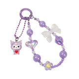 Maxbell Beaded Phone Charm with Metal Hook Pendant Cartoon Lovely for Women Wristlet Purple