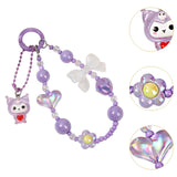 Maxbell Beaded Phone Charm with Metal Hook Pendant Cartoon Lovely for Women Wristlet Purple
