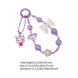 Maxbell Beaded Phone Charm with Metal Hook Pendant Cartoon Lovely for Women Wristlet Purple
