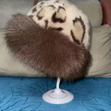 Maxbell Winter Faux Fur Hat for Women Thicken Windproof Warm Cossack Hat for Outdoor Beige Coffee
