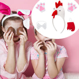 Maxbell Chicken 3D Animal Costume Chick Headband Bowtie Tail Gloves Set for Birthday White