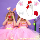 Maxbell Chicken 3D Animal Costume Chick Headband Bowtie Tail Gloves Set for Birthday White