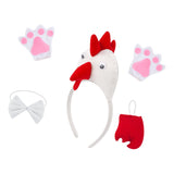 Maxbell Chicken 3D Animal Costume Chick Headband Bowtie Tail Gloves Set for Birthday White