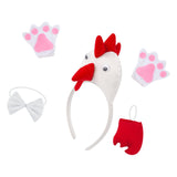 Maxbell Chicken 3D Animal Costume Chick Headband Bowtie Tail Gloves Set for Birthday White