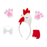 Maxbell Chicken 3D Animal Costume Chick Headband Bowtie Tail Gloves Set for Birthday White