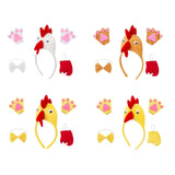 Maxbell Chicken 3D Animal Costume Chick Headband Bowtie Tail Gloves Set for Birthday White