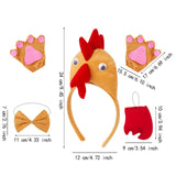 Maxbell Chicken 3D Animal Costume Chick Headband Bowtie Tail Gloves Set for Birthday Brown