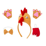Maxbell Chicken 3D Animal Costume Chick Headband Bowtie Tail Gloves Set for Birthday Brown