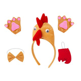Maxbell Chicken 3D Animal Costume Chick Headband Bowtie Tail Gloves Set for Birthday Brown