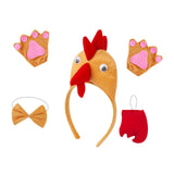Maxbell Chicken 3D Animal Costume Chick Headband Bowtie Tail Gloves Set for Birthday Brown