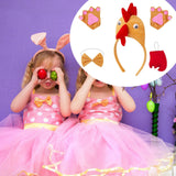 Maxbell Chicken 3D Animal Costume Chick Headband Bowtie Tail Gloves Set for Birthday Brown