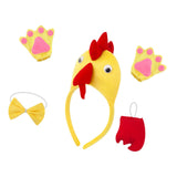Maxbell Chicken 3D Animal Costume Chick Headband Bowtie Tail Gloves Set for Birthday Yellow Red Tail