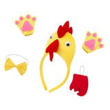 Maxbell Chicken 3D Animal Costume Chick Headband Bowtie Tail Gloves Set for Birthday Yellow Red Tail