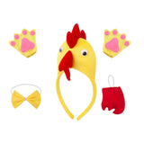 Maxbell Chicken 3D Animal Costume Chick Headband Bowtie Tail Gloves Set for Birthday Yellow Red Tail