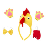 Maxbell Chicken 3D Animal Costume Chick Headband Bowtie Tail Gloves Set for Birthday Yellow Red Tail
