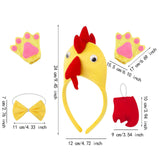 Maxbell Chicken 3D Animal Costume Chick Headband Bowtie Tail Gloves Set for Birthday Yellow Red Tail