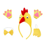 Maxbell Chicken 3D Animal Costume Chick Headband Bowtie Tail Gloves Set for Birthday Yellow Yellow Tail