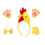 Maxbell Chicken 3D Animal Costume Chick Headband Bowtie Tail Gloves Set for Birthday Yellow Yellow Tail