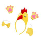 Maxbell Chicken 3D Animal Costume Chick Headband Bowtie Tail Gloves Set for Birthday Yellow Yellow Tail