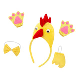 Maxbell Chicken 3D Animal Costume Chick Headband Bowtie Tail Gloves Set for Birthday Yellow Yellow Tail