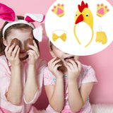 Maxbell Chicken 3D Animal Costume Chick Headband Bowtie Tail Gloves Set for Birthday Yellow Yellow Tail