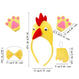 Maxbell Chicken 3D Animal Costume Chick Headband Bowtie Tail Gloves Set for Birthday Yellow Yellow Tail