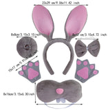 Maxbell Easter Bunny Rabbit Costume Set Cosplay for New Year Fancy Dress up Festival Grey