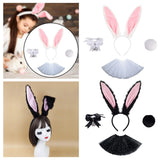 Maxbell Bunny Ears Headband Tail Set for Halloween Fancy Dress Animal Themed Parties White