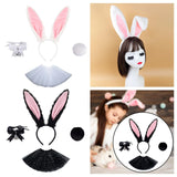 Maxbell Bunny Ears Headband Tail Set for Halloween Fancy Dress Animal Themed Parties White
