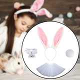 Maxbell Bunny Ears Headband Tail Set for Halloween Fancy Dress Animal Themed Parties White