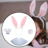 Maxbell Bunny Ears Headband Tail Set for Halloween Fancy Dress Animal Themed Parties White