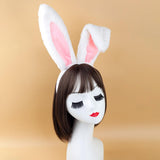 Maxbell Bunny Ears Headband Tail Set for Halloween Fancy Dress Animal Themed Parties White