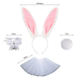 Maxbell Bunny Ears Headband Tail Set for Halloween Fancy Dress Animal Themed Parties White