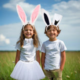 Maxbell Bunny Ears Headband Tail Set for Halloween Fancy Dress Animal Themed Parties White