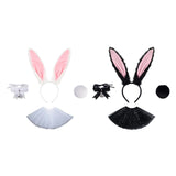 Maxbell Bunny Ears Headband Tail Set for Halloween Fancy Dress Animal Themed Parties White